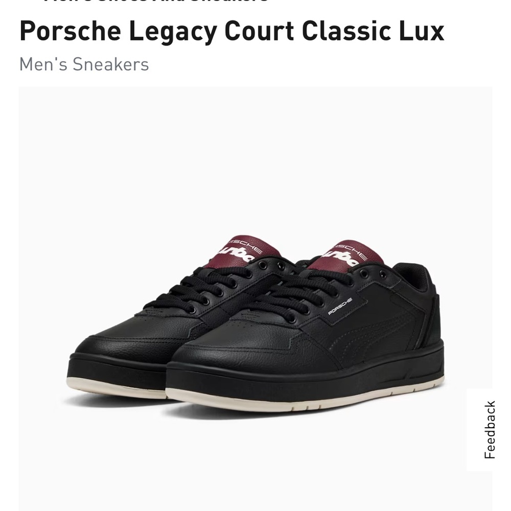 NWT Porsche Design Men's Black Court Sneakers with Maroon Accents
